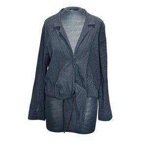 Womens Black Wrap Front Shirt - Medium